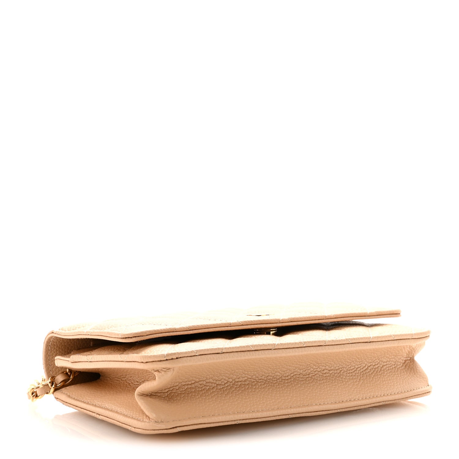 Caviar Quilted Wallet on Chain WOC Beige