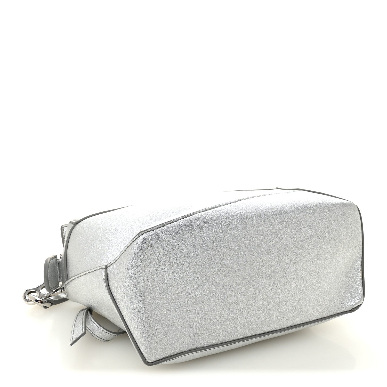 Laminated Lambskin Small Puzzle Edge Bag Silver