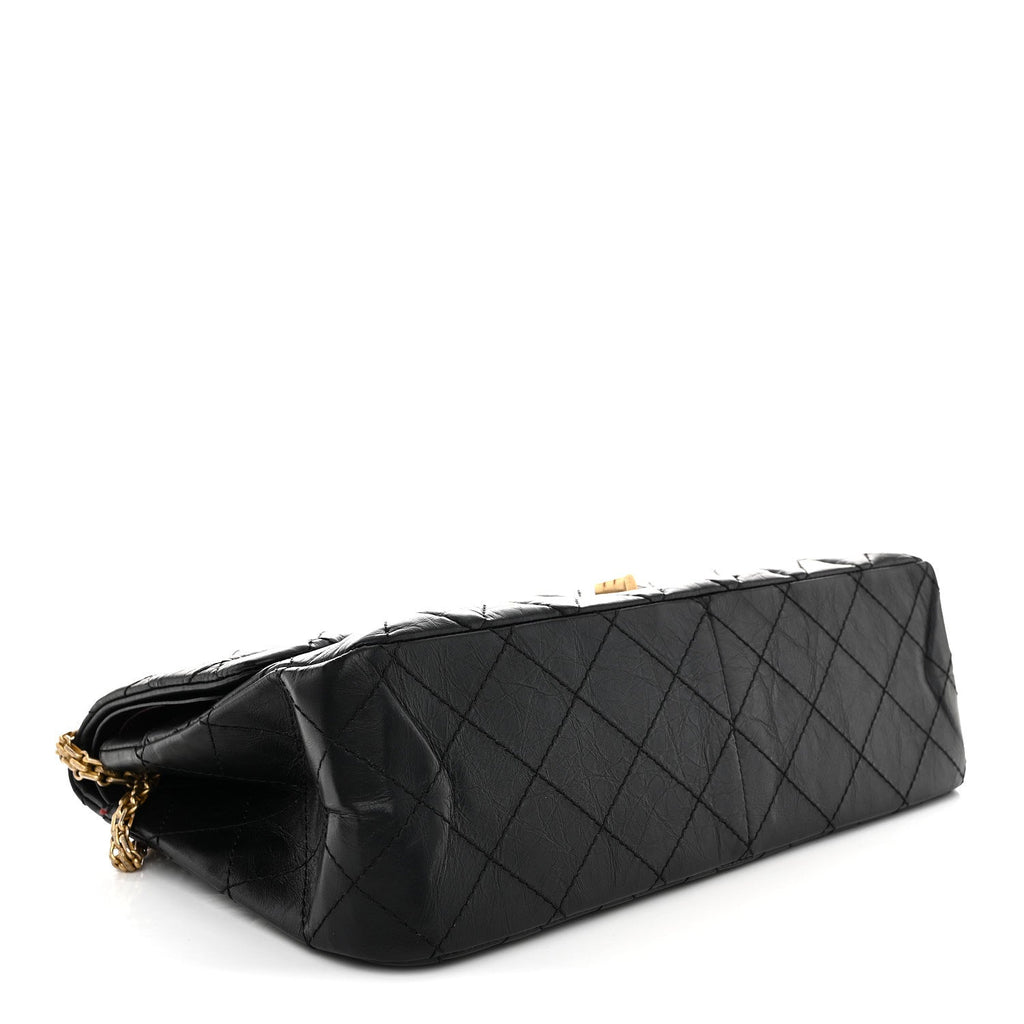Aged Calfskin Quilted 2.55 Reissue 227 Flap Black