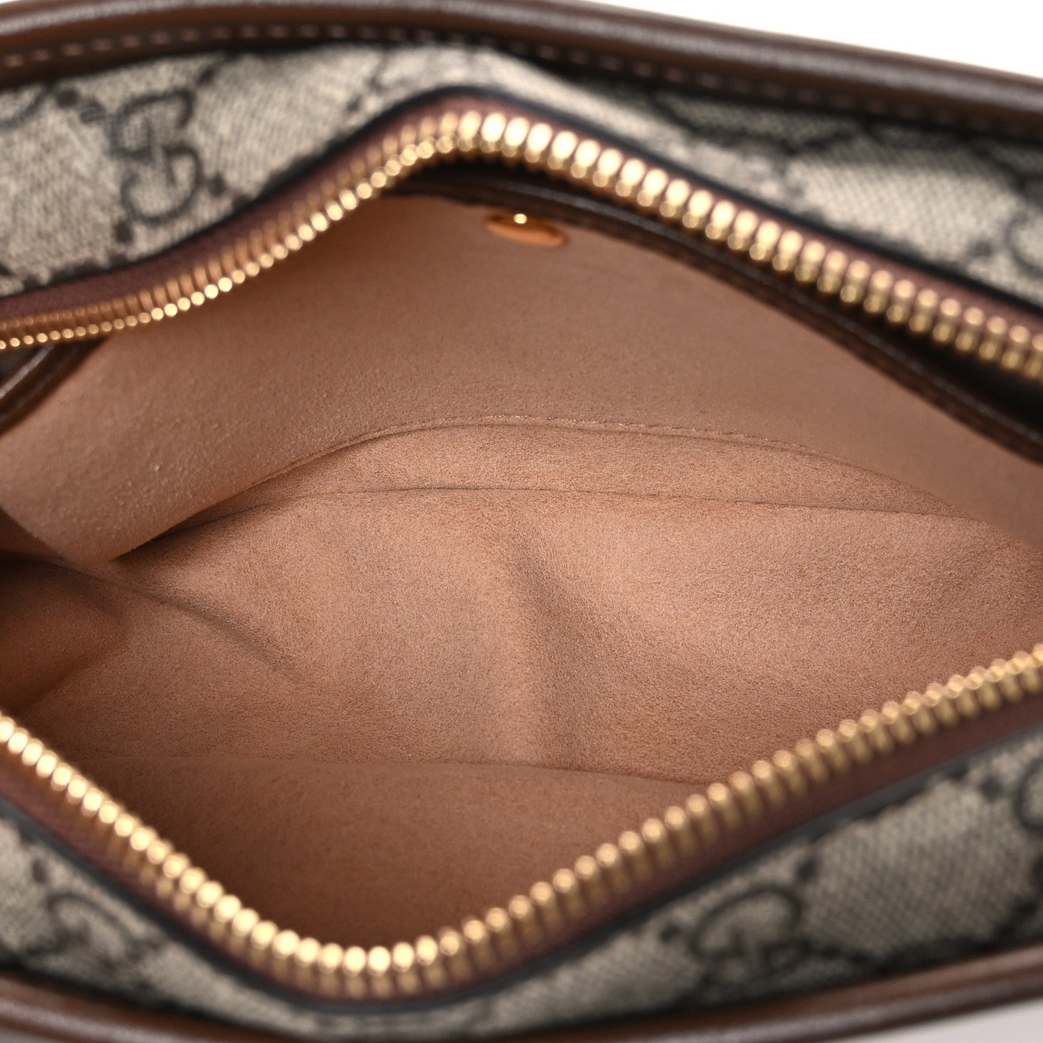 GG Supreme Monogram Azalea Calfskin Mini Retro Interlocking G Shoulder Bag Beige Ebony Brown Sugar