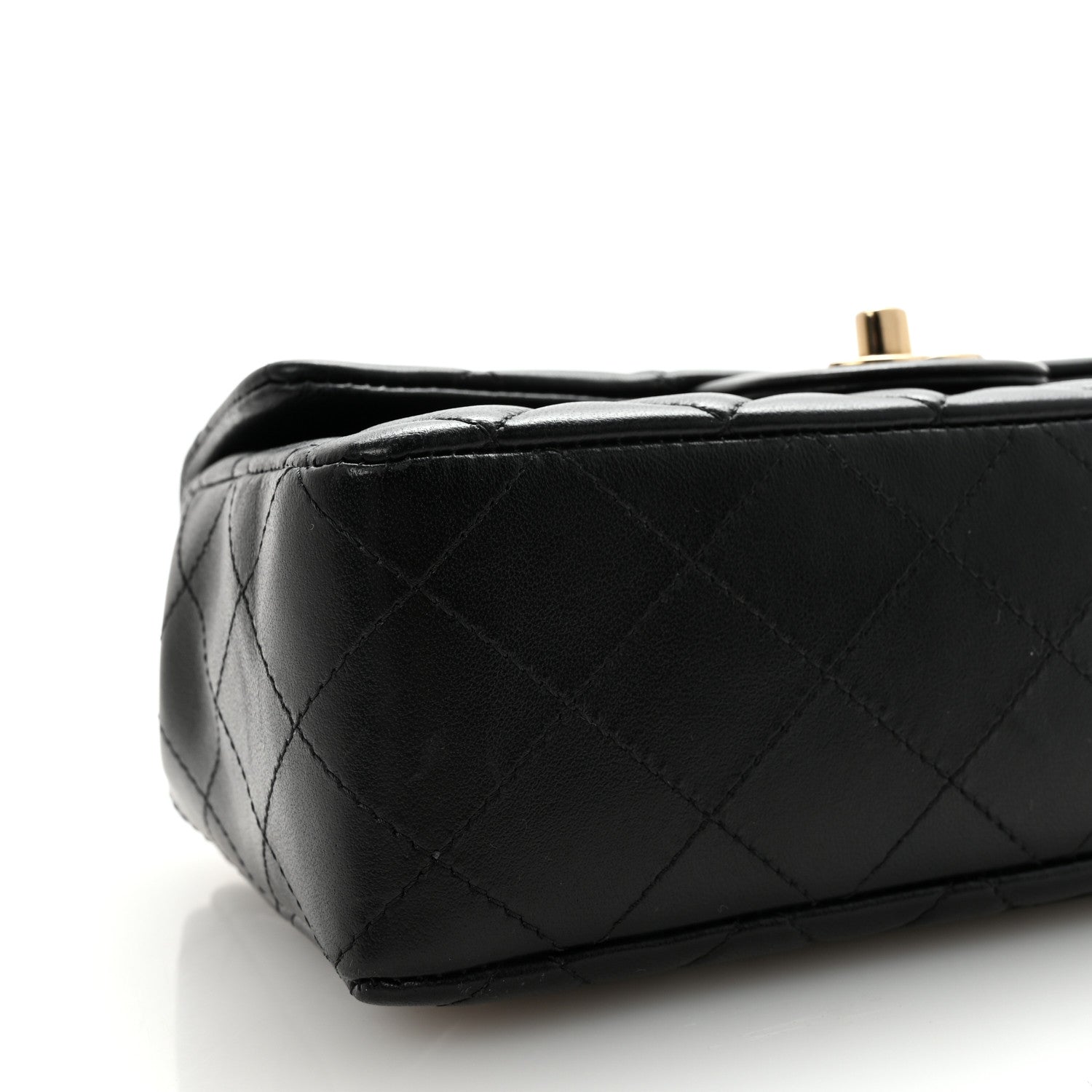 Lambskin Quilted Mini Rectangular Flap Black