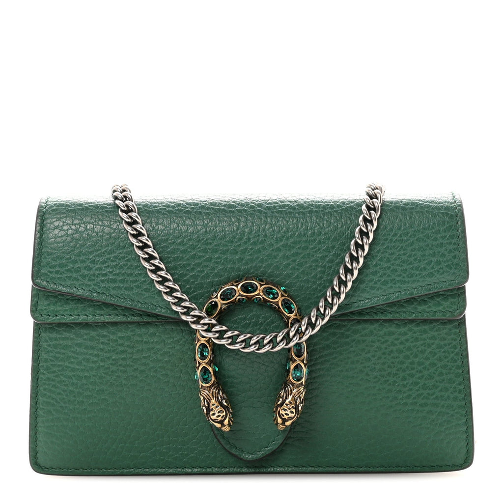 Dollar Calfskin Crystal Super Mini Dionysus Shoulder Bag Emerald