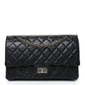 Aged Calfskin Quilted 2.55 Reissue 225 Flap Black