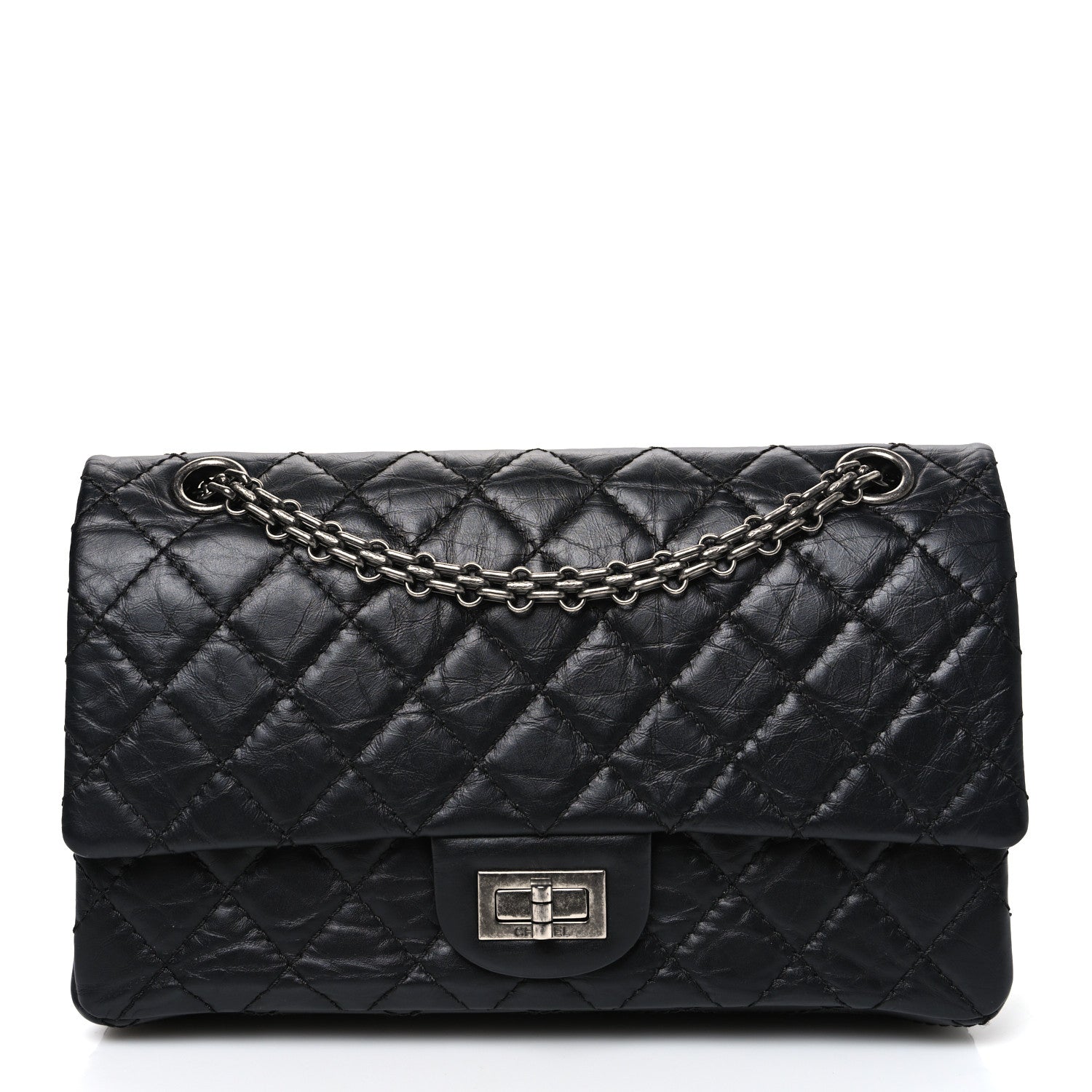 Aged Calfskin Quilted 2.55 Reissue 225 Flap Black