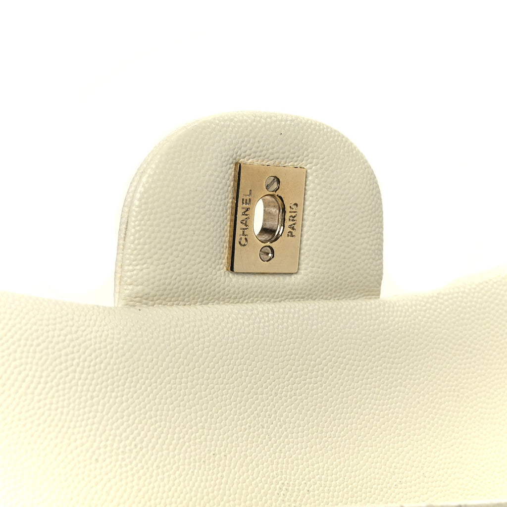 Caviar Quilted Jumbo Double Flap White
