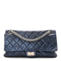 Metallic Aged Calfskin Quilted 2.55 Reissue 228 Flap Blue