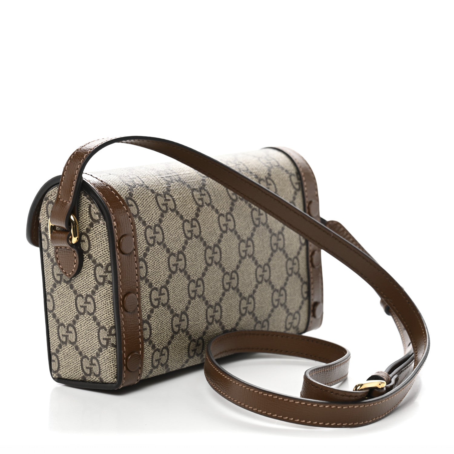 GG Supreme Monogram Mini Horsebit 1955 Shoulder Bag Beige Brown Sugar