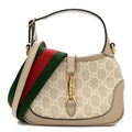 GG Supreme Monogram Textured Dollar Calfskin Mini Jackie 1961 Hobo Beige Mystic White Oatmeal