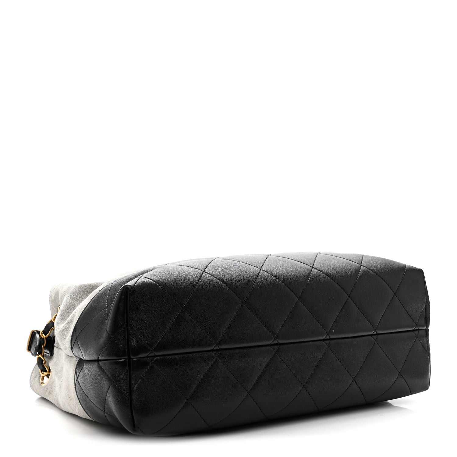 Suede Calfskin Shiny Lambskin Quilted Small Coco Base Shopping Bag Grey Black