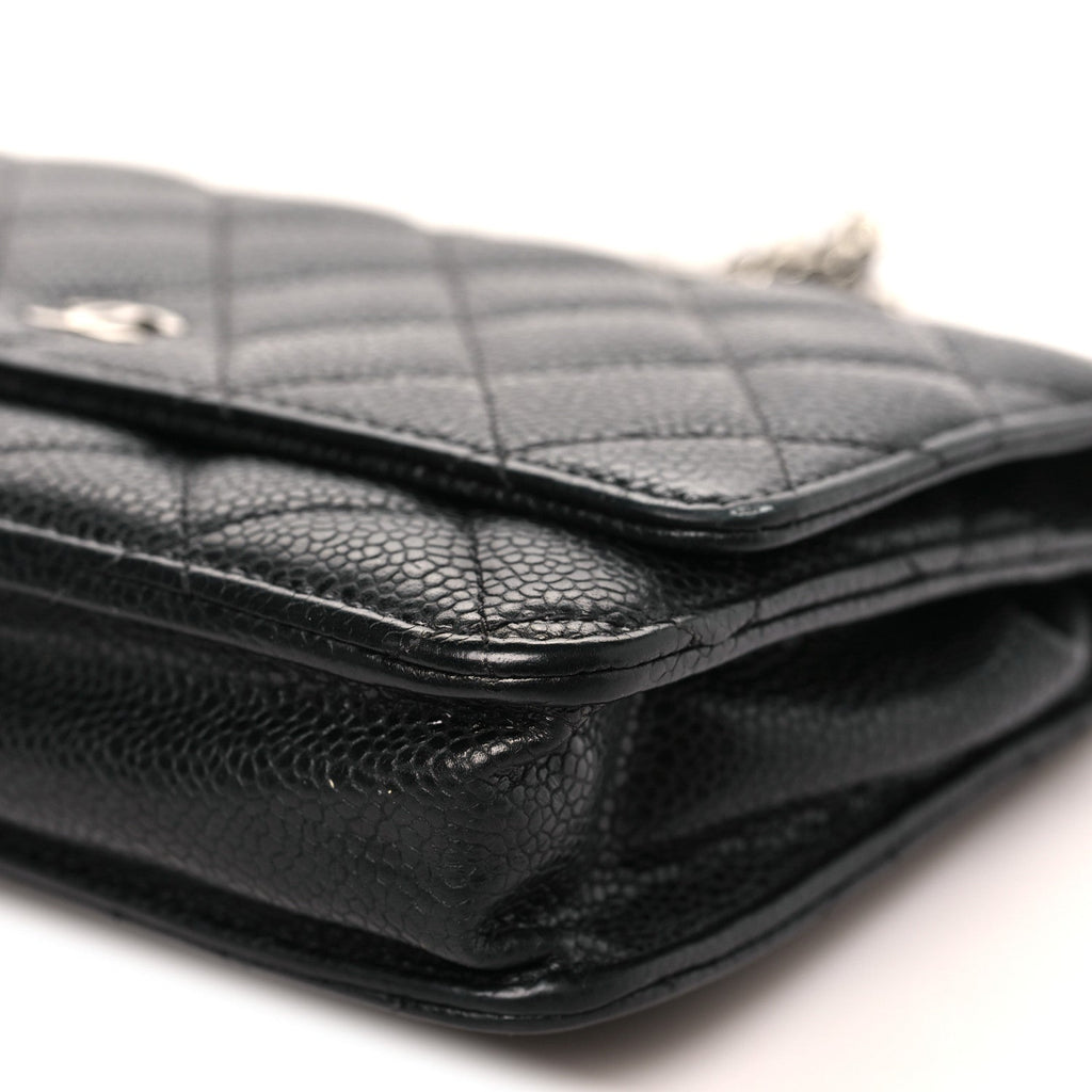 Caviar Quilted Wallet on Chain WOC Black