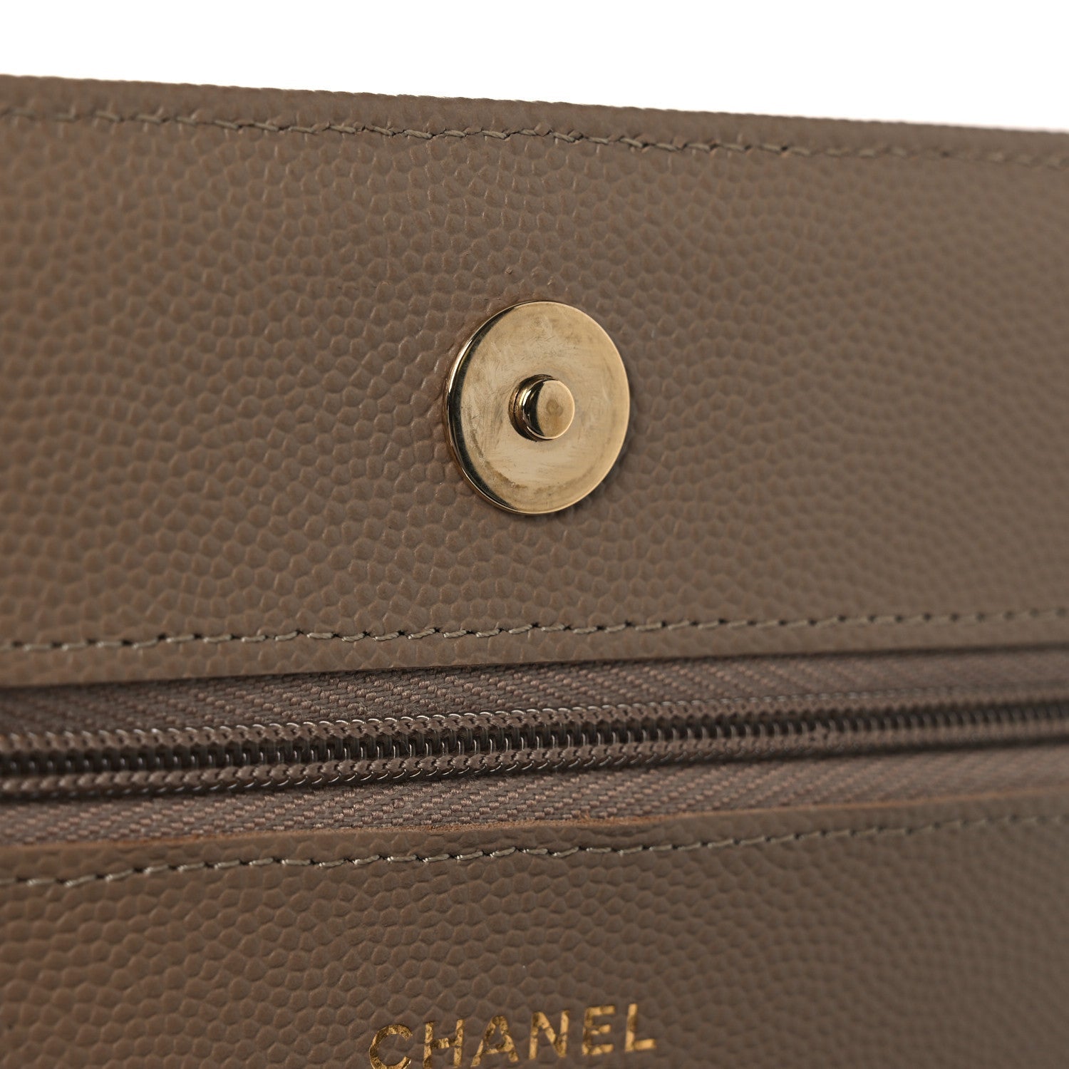Caviar Quilted Wallet on Chain WOC Dark Beige