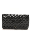Shiny Crumpled Calfskin Quilted Medium Double Flap So Black