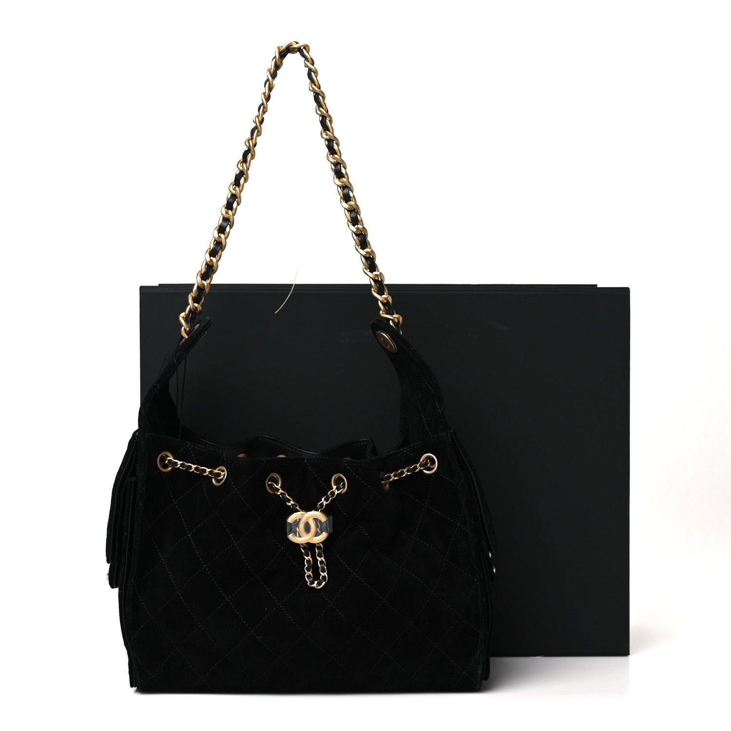 Suede Quilted Small Chanel 25 Handbag Black