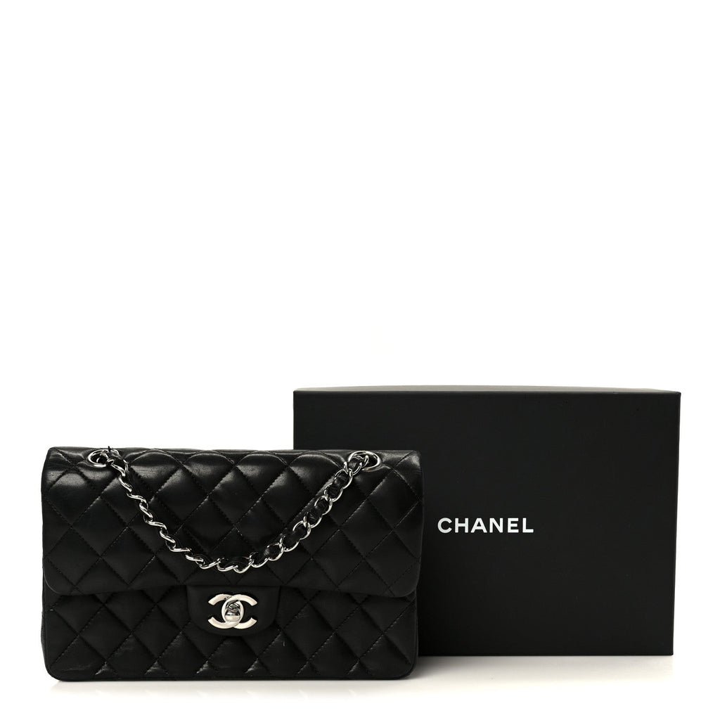 Lambskin Quilted Small Double Flap Black