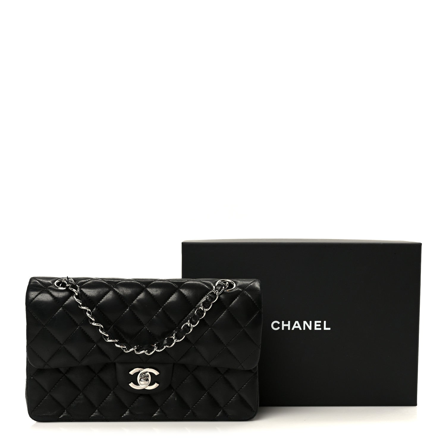 Lambskin Quilted Small Double Flap Black