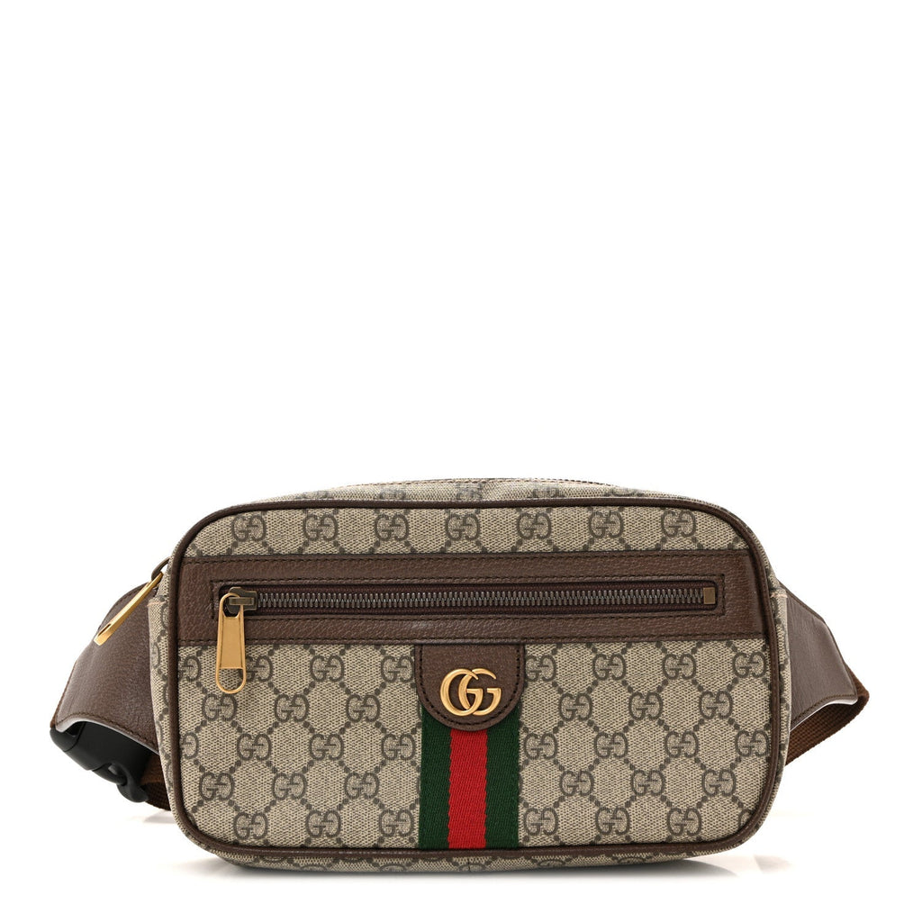 Soft GG Supreme Monogram Medium Ophidia Belt Bag Dark Brown