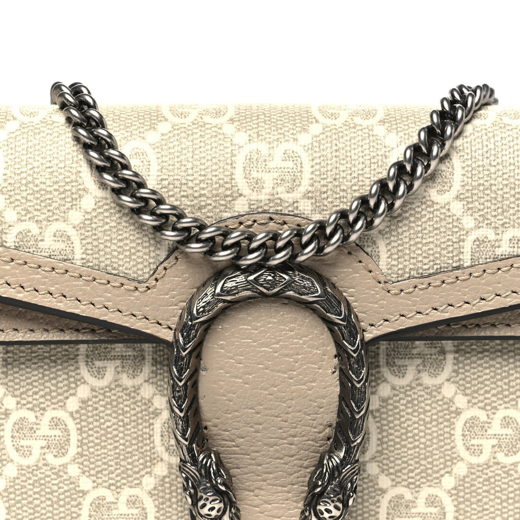 GG Supreme Monogram Textured Dollar Calfskin Super Mini Dionysus Shoulder Bag Beige Mystic White Oatmeal