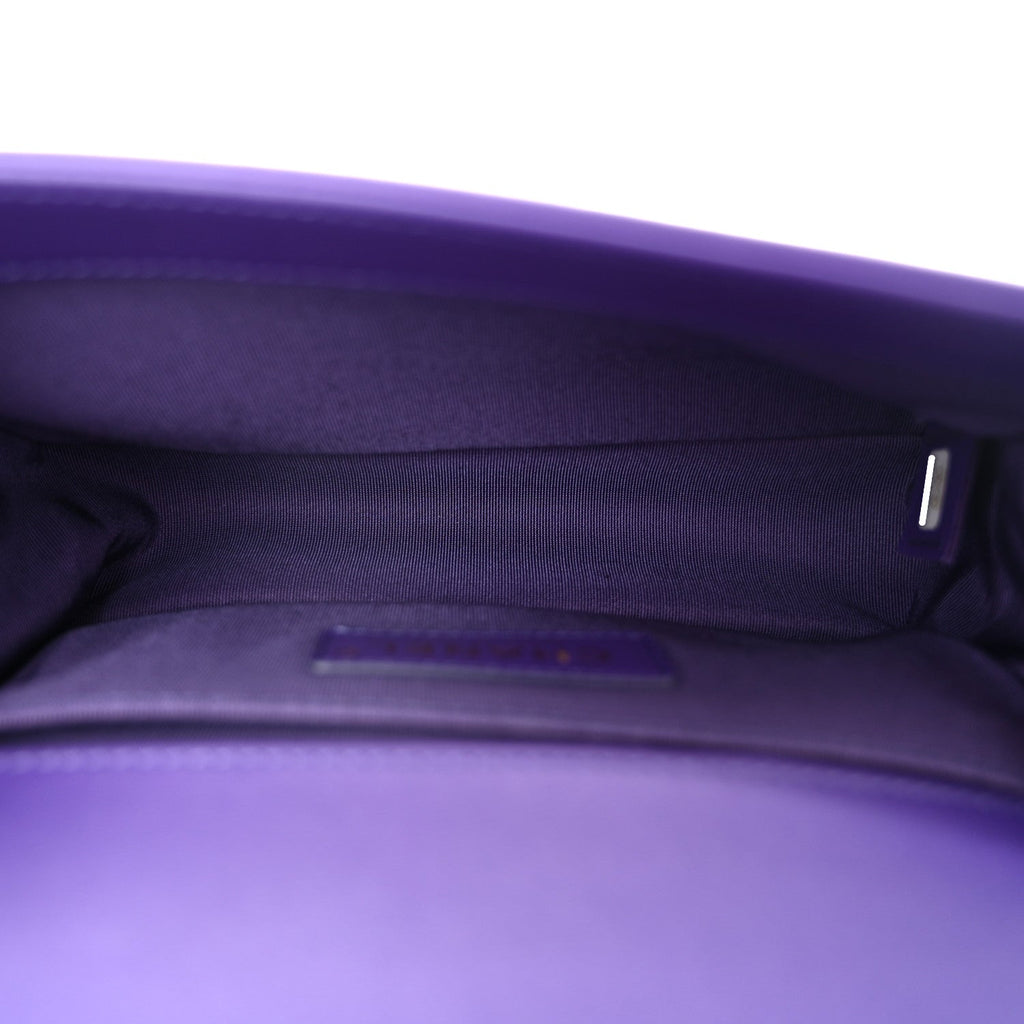 Calfskin Quilted Small Boy Flap Purple