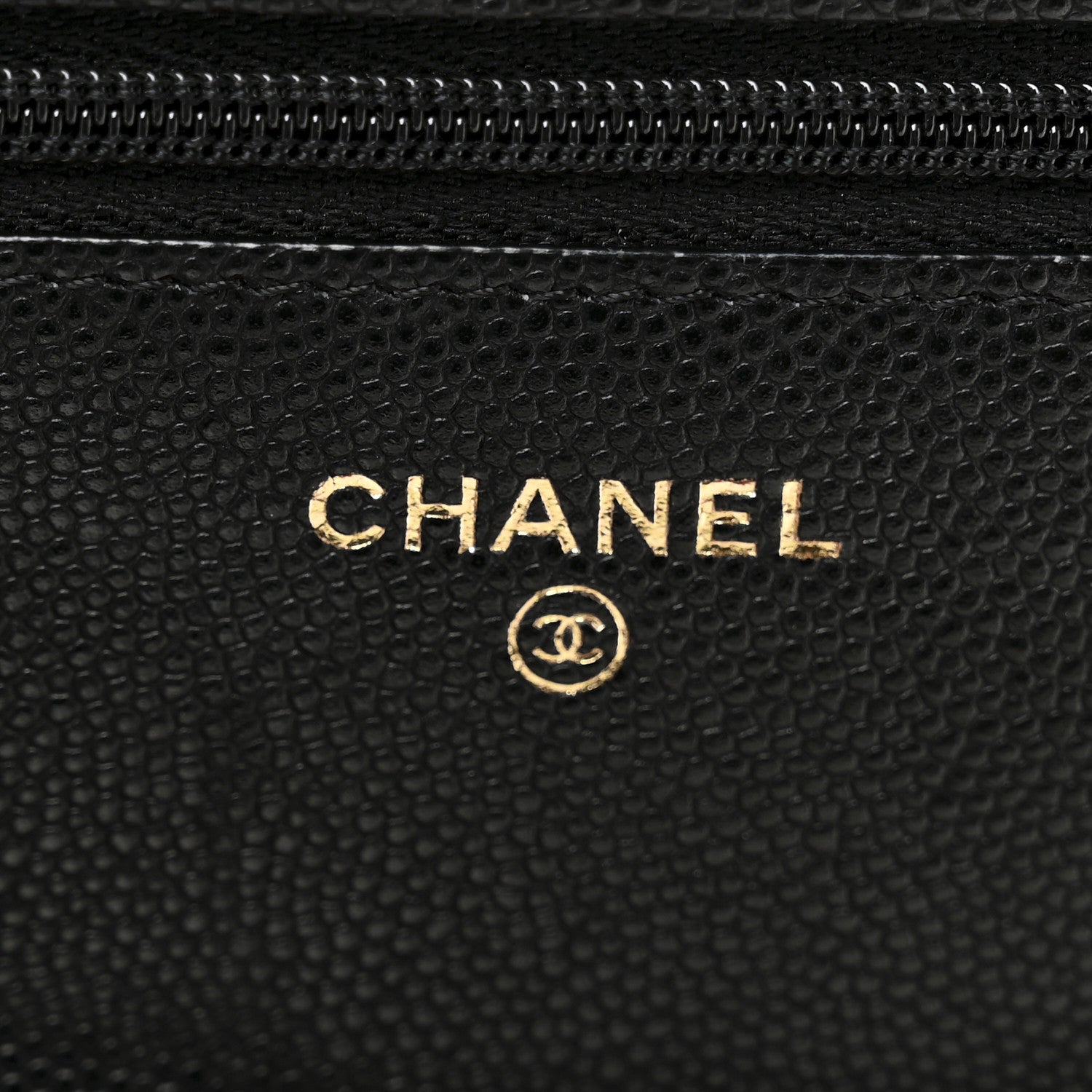 Caviar Quilted Perforated Metal CC Wallet On Chain WOC Black