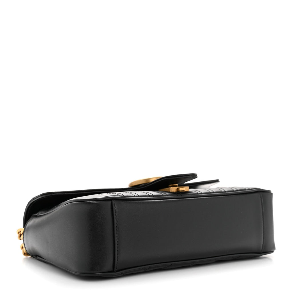 Calfskin Matelasse Small GG Marmont Shoulder Bag Black