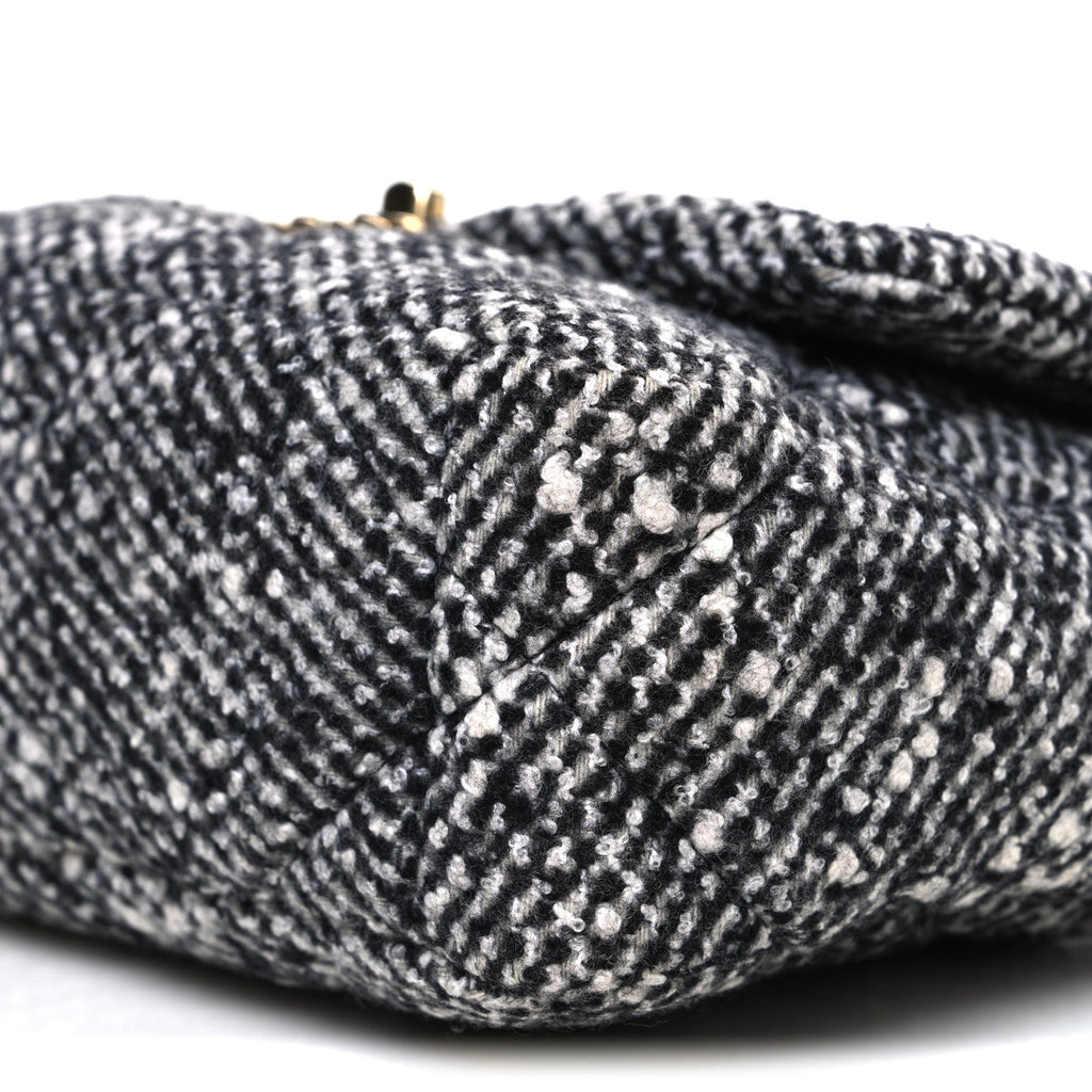Tweed Quilted Medium Chanel 19 Flap Grey