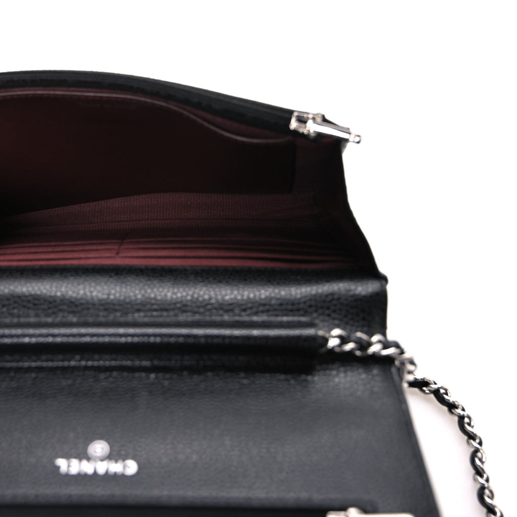 Caviar Quilted Wallet on Chain WOC Black