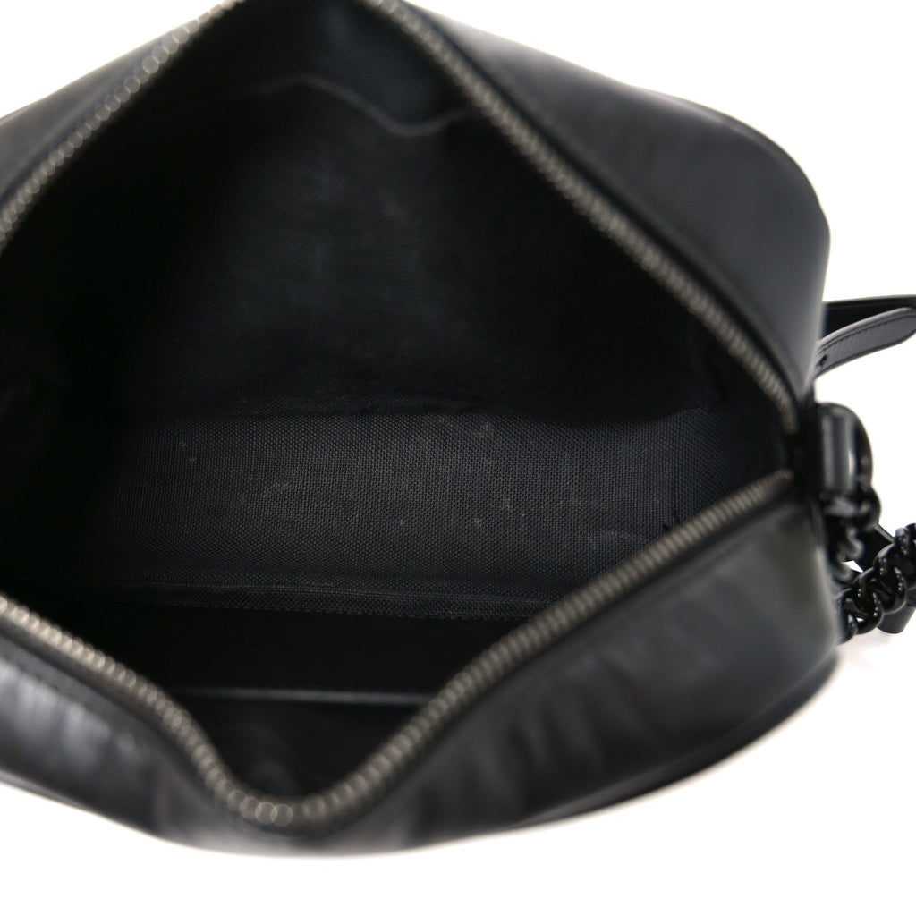 Calfskin Matelasse Monochrome Small GG Marmont Chain Shoulder Bag Black
