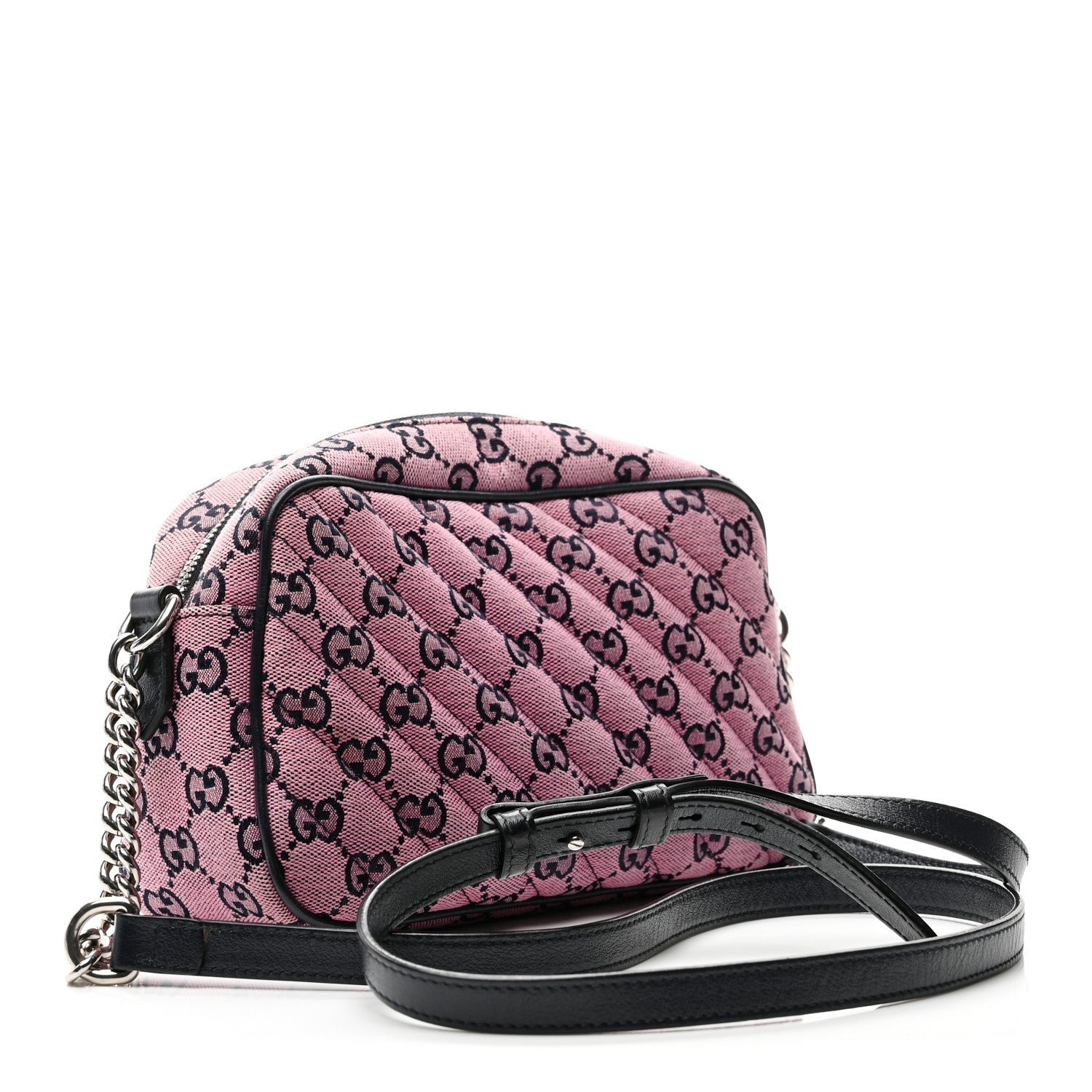 Monogram Multicolor Matelasse Diagonal Small GG Marmont Chain Shoulder Bag Pink Blue
