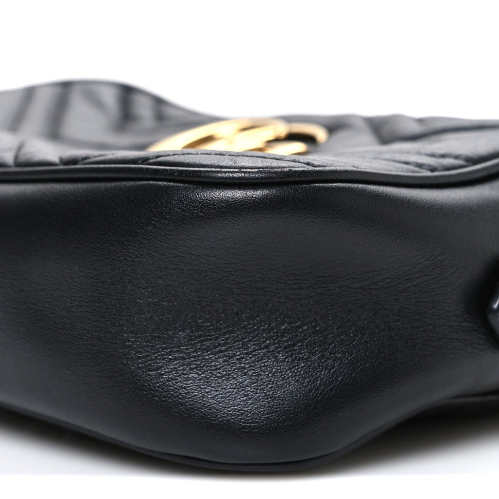 Calfskin Matelasse Small GG Marmont Chain Shoulder Bag Black