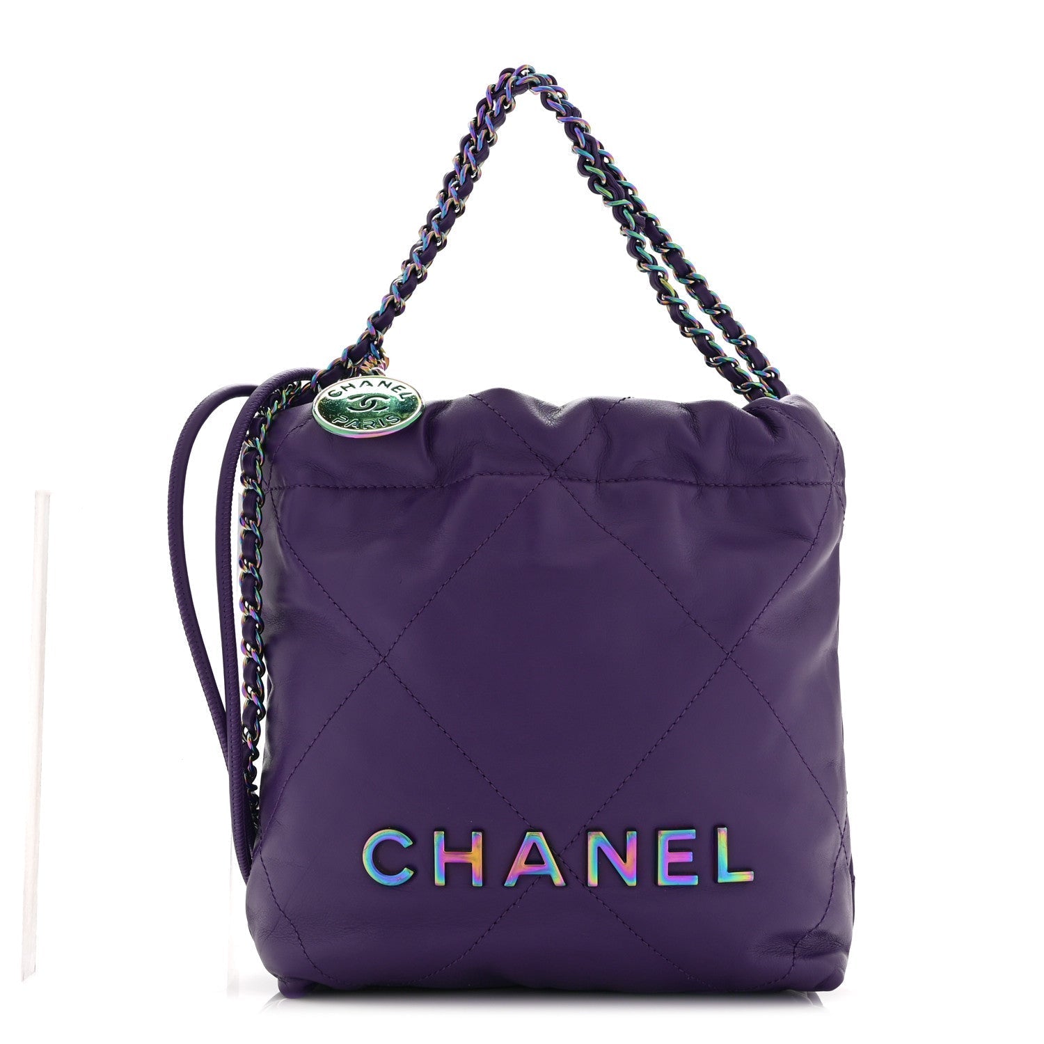 Shiny Calfskin Quilted Rainbow Mini Chanel 22 Purple