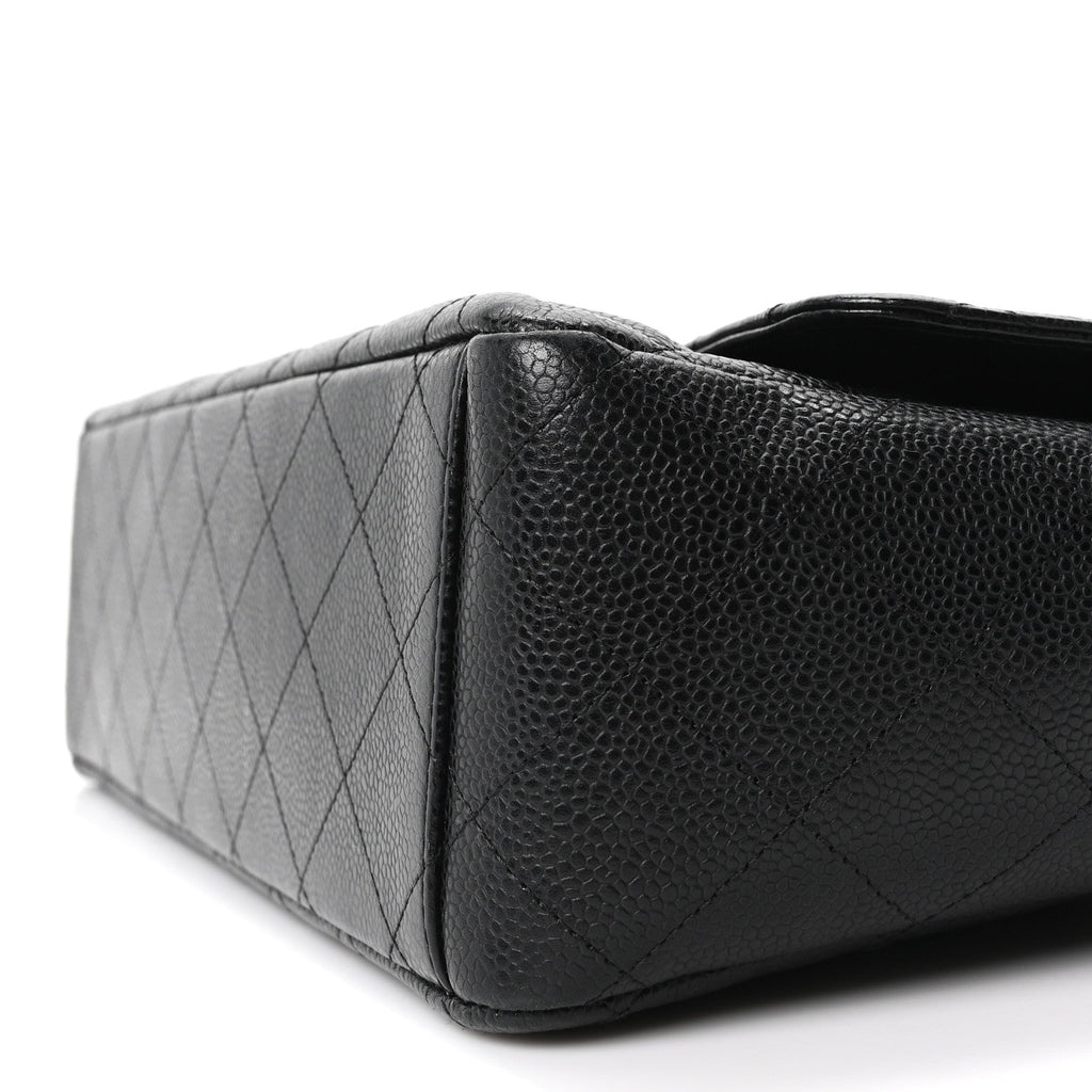 Caviar Quilted Maxi Double Flap Black