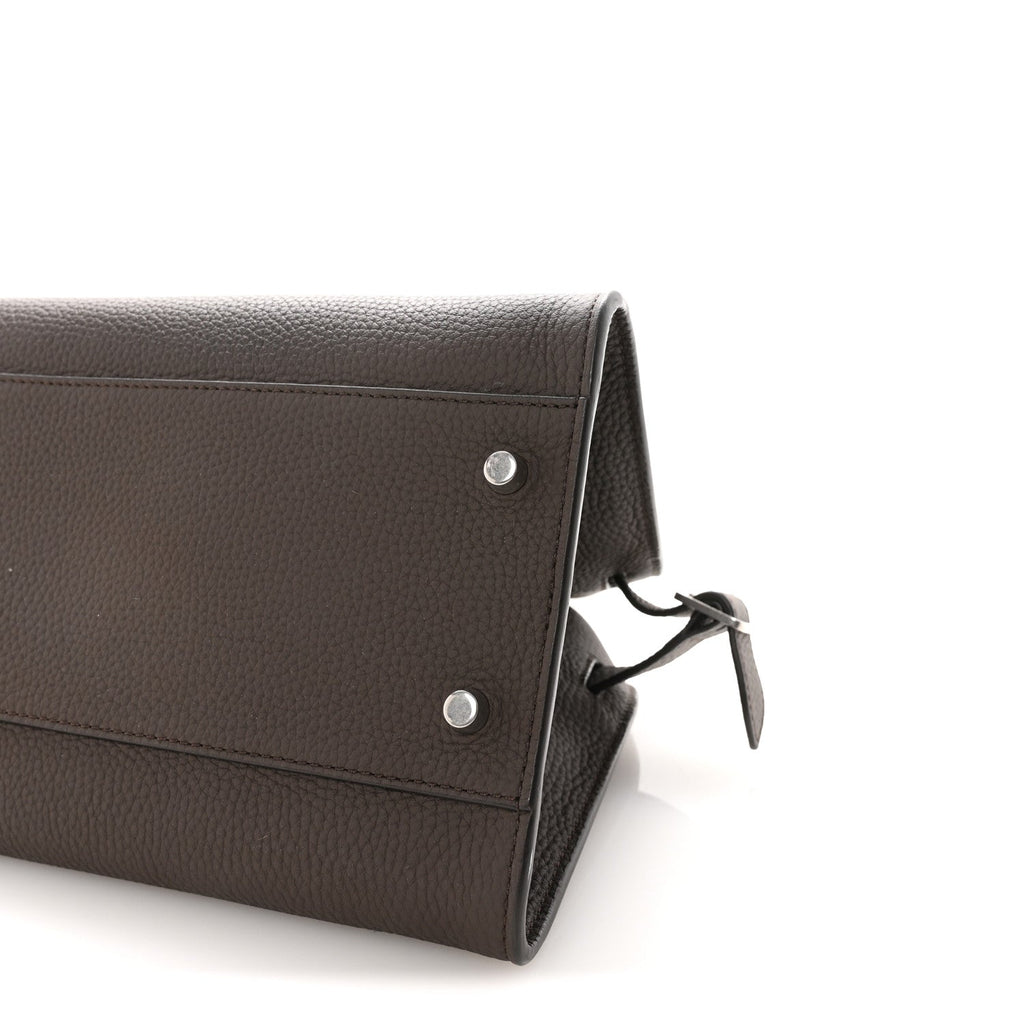 Grained Calfskin Margaux Shoulder 12 Deep Brown