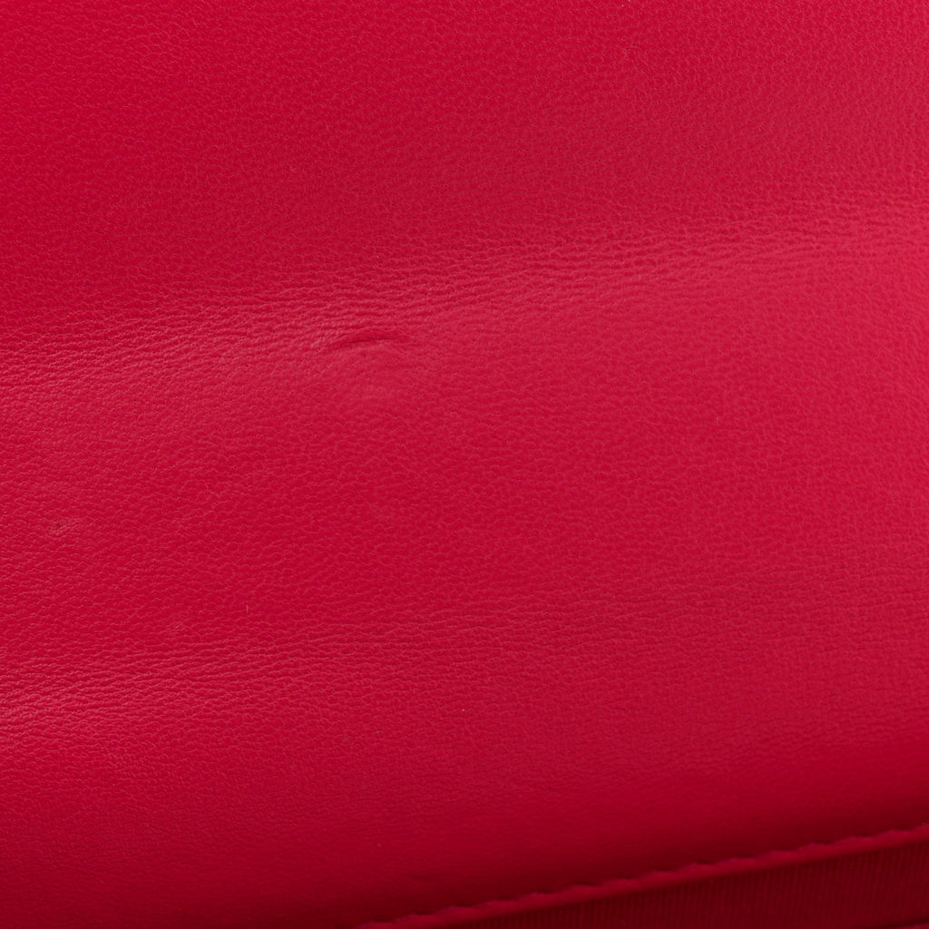 Lambskin Quilted Trendy CC Wallet On Chain WOC Dark Pink