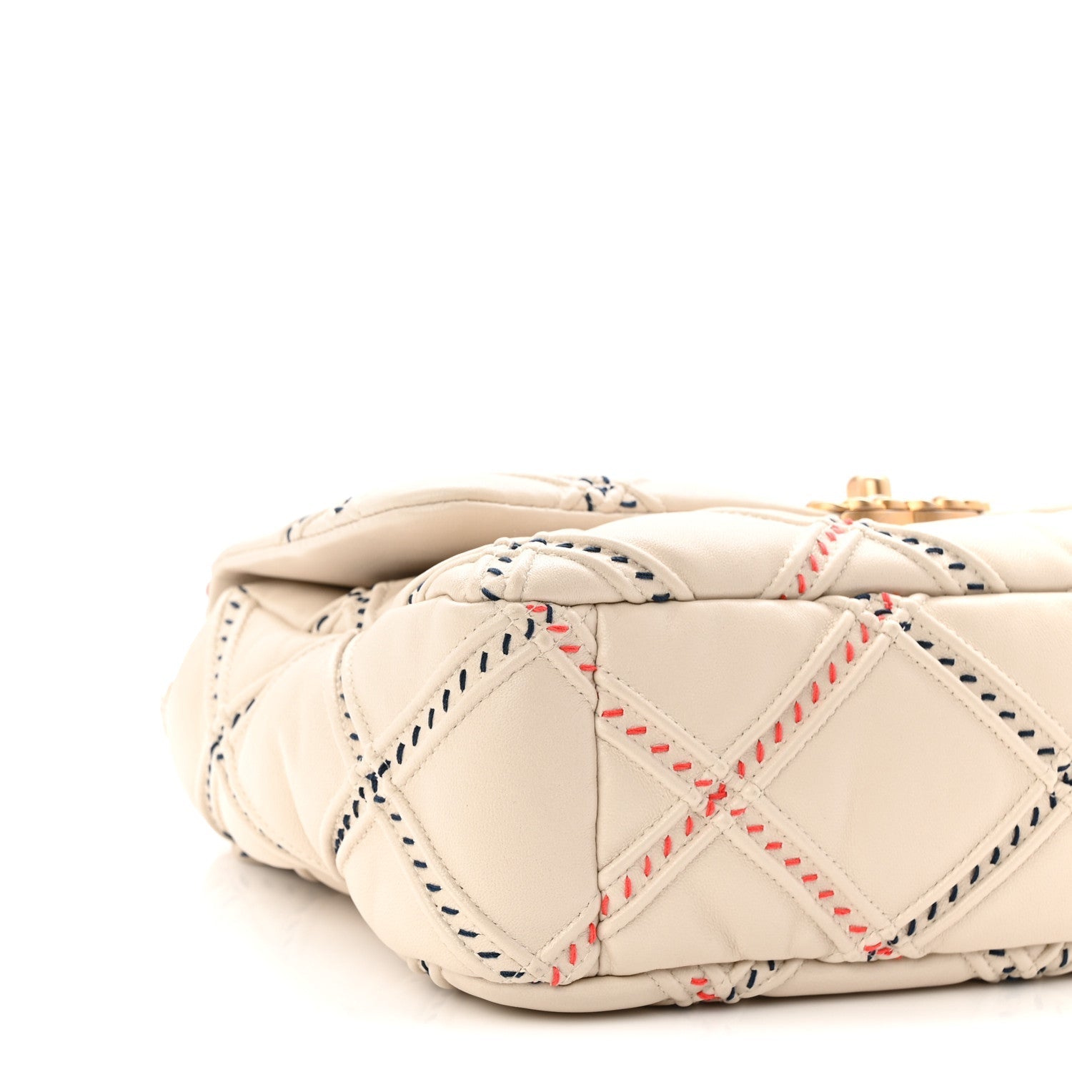 Lambskin Mixed Fibers Quilted Medium Chanel 19 Flap Beige