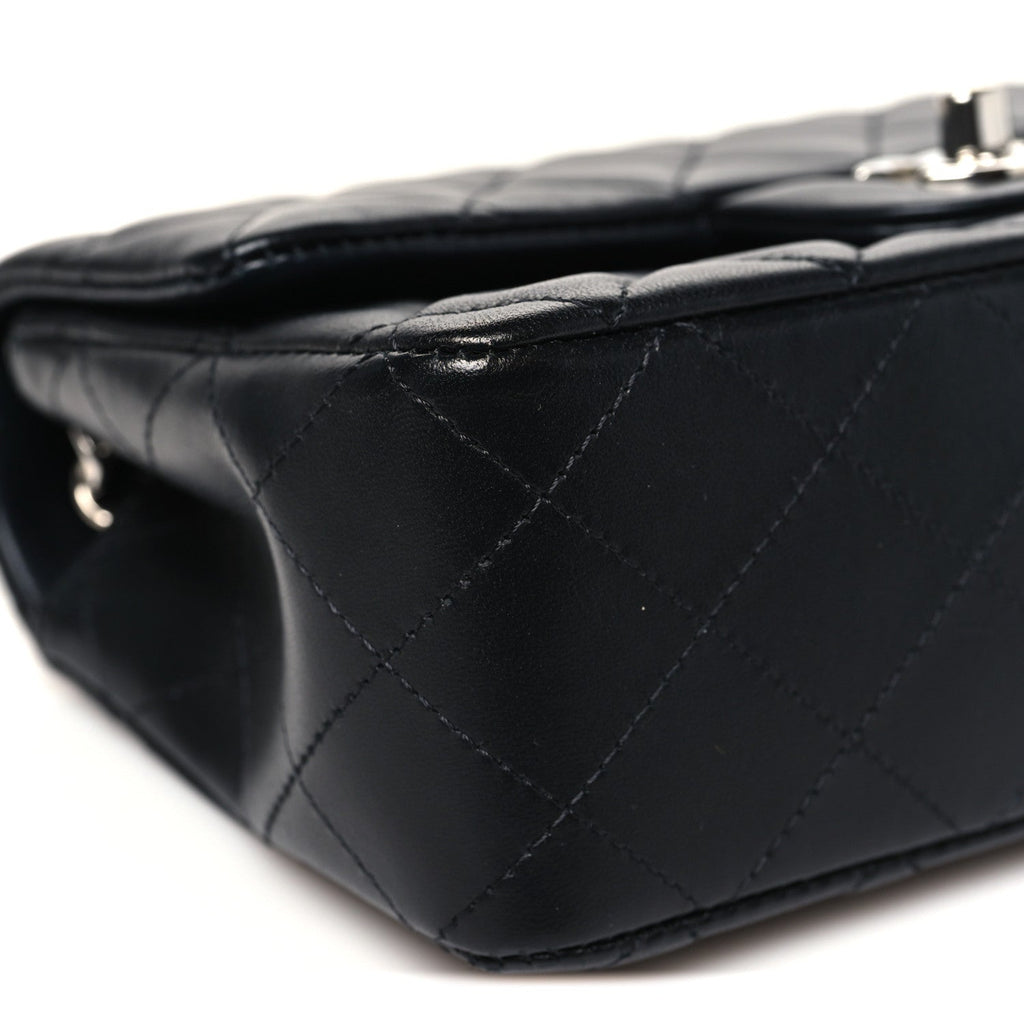 Lambskin Quilted Mini Rectangular Flap Black