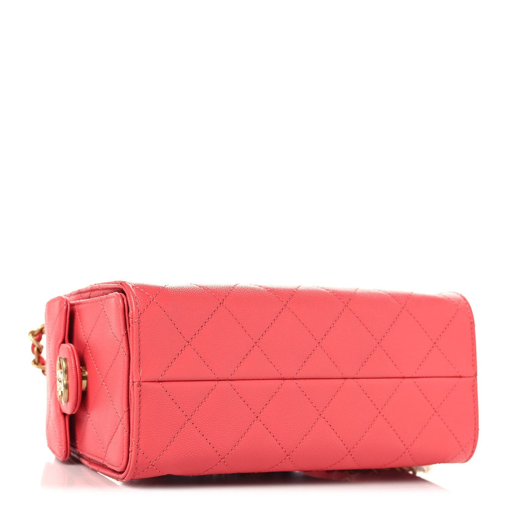 Caviar Quilted Mini Chanel 25 Handbag Coral