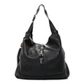 Pebbled Calfskin Medium New Jackie Shoulder Bag Black