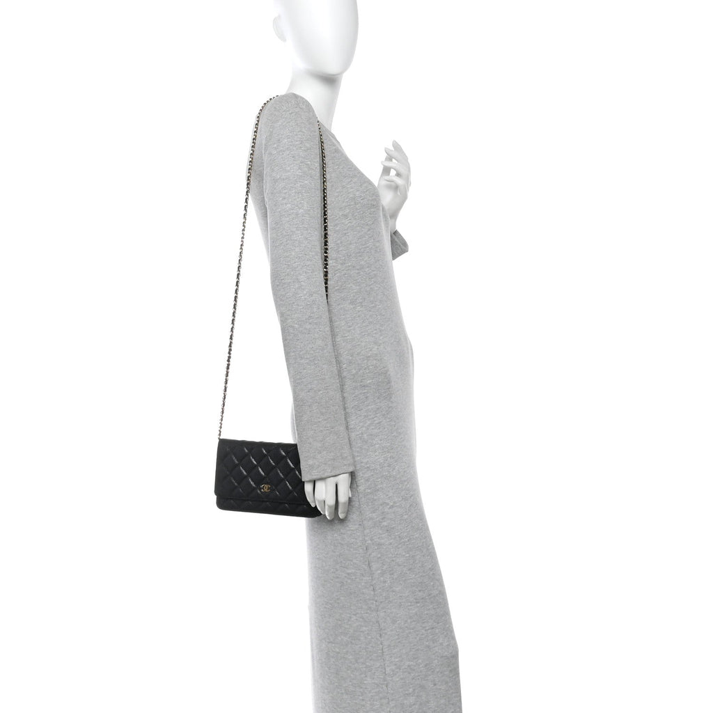Caviar Quilted Wallet On Chain WOC Black