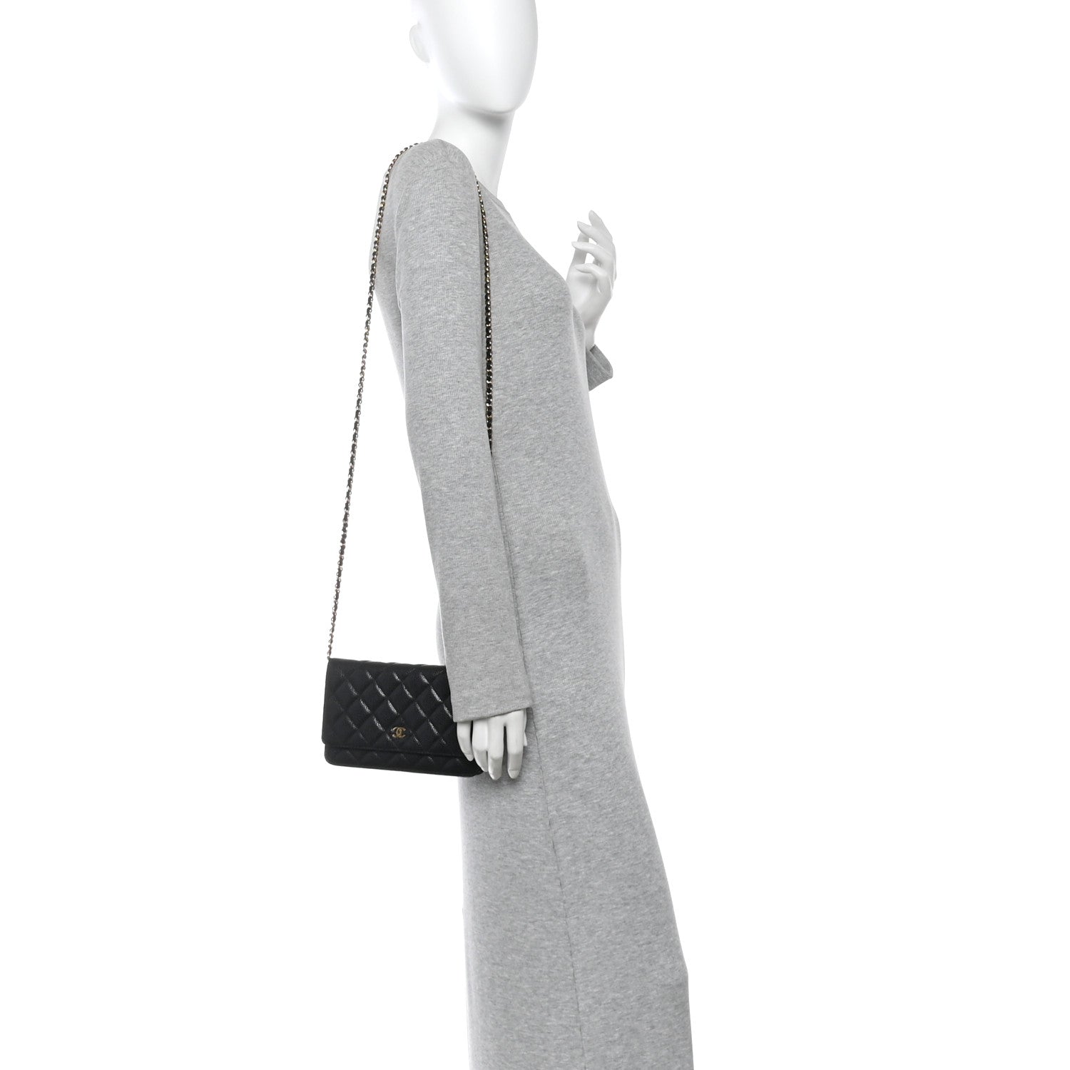 Caviar Quilted Wallet On Chain WOC Black