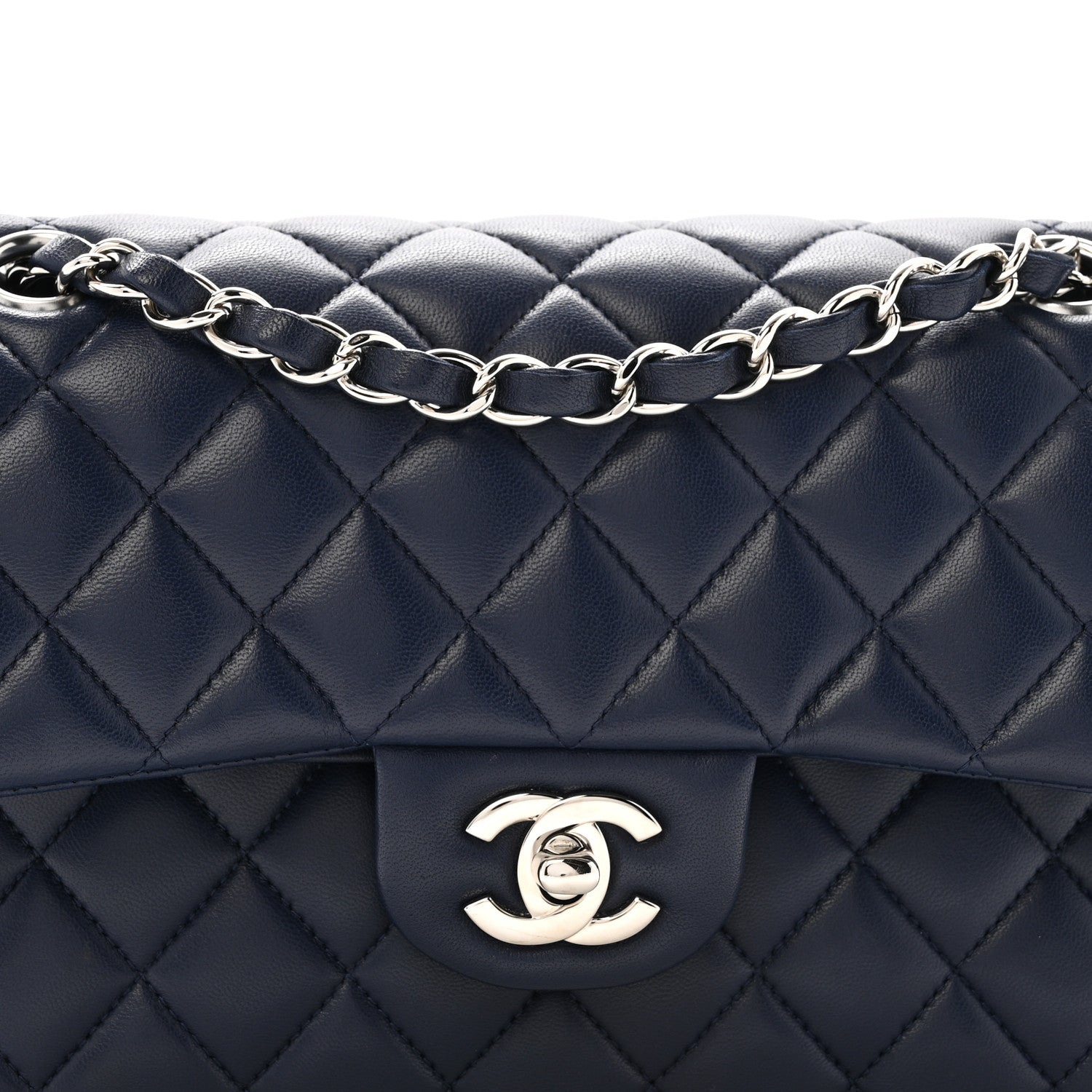 Lambskin Quilted Small Double Flap Blue