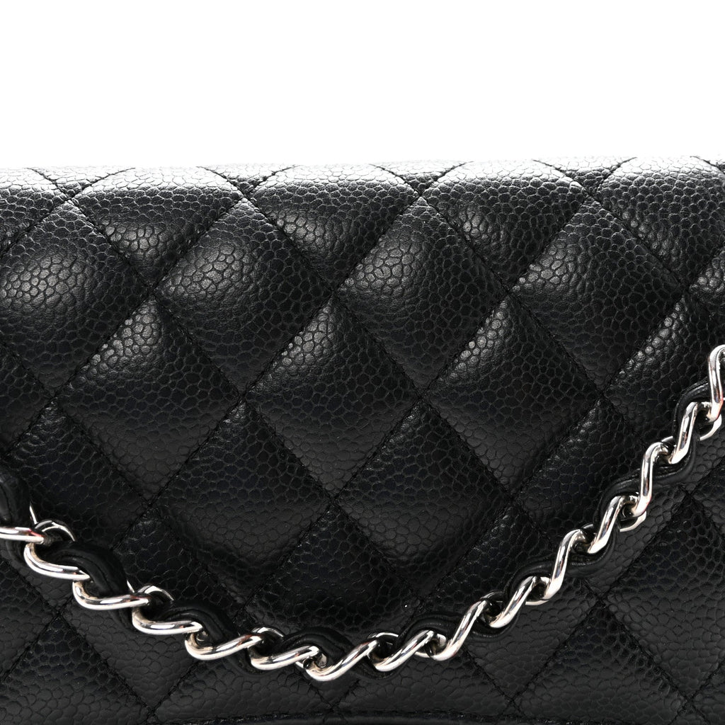 Caviar Quilted Medium Double Flap Black
