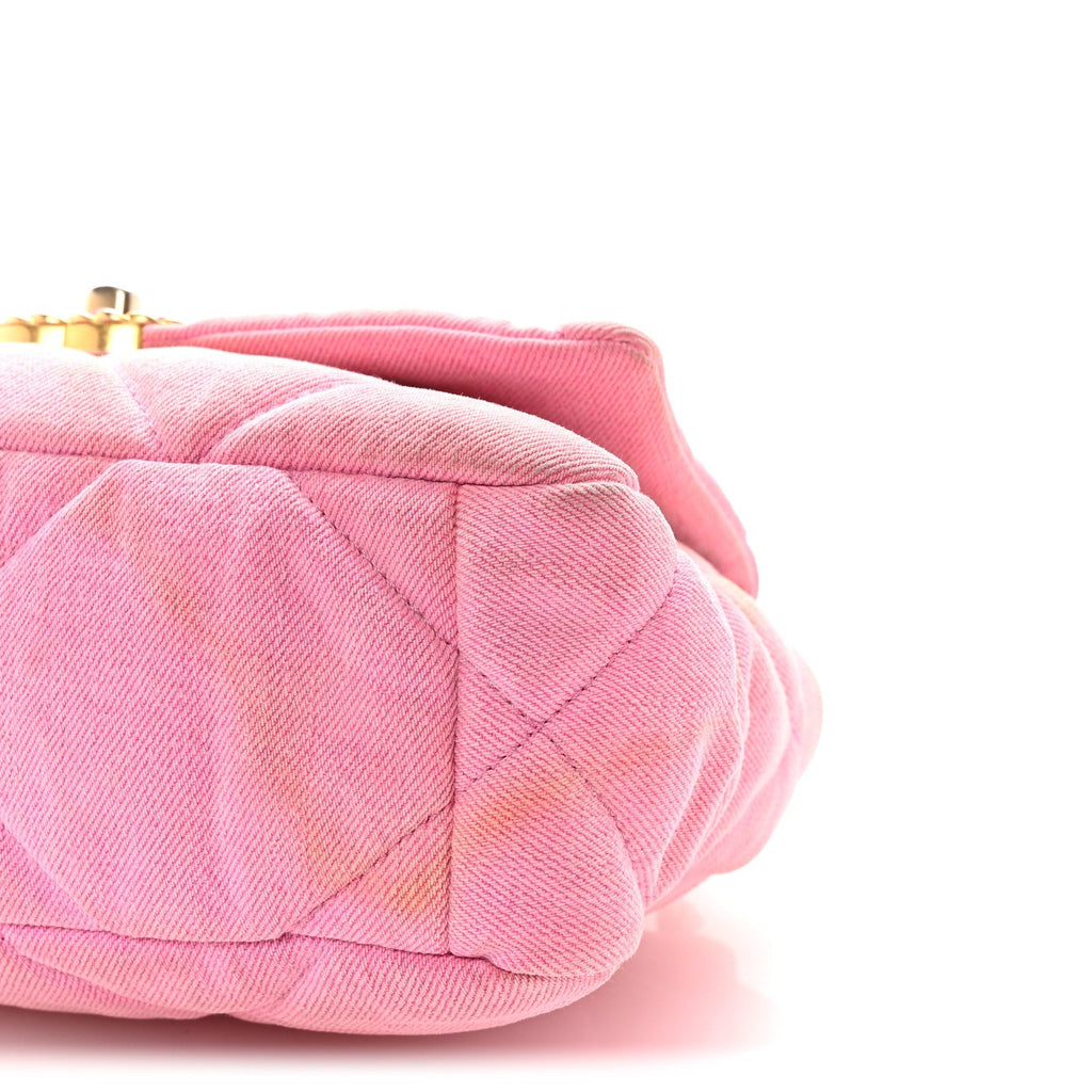 Denim Quilted Medium Chanel 19 Flap Neon Pink