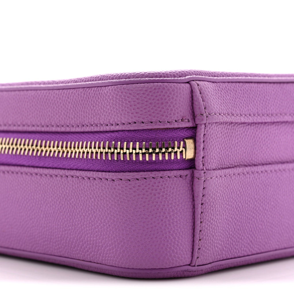 Caviar Quilted CC North South Filigree Vanity Case Purple