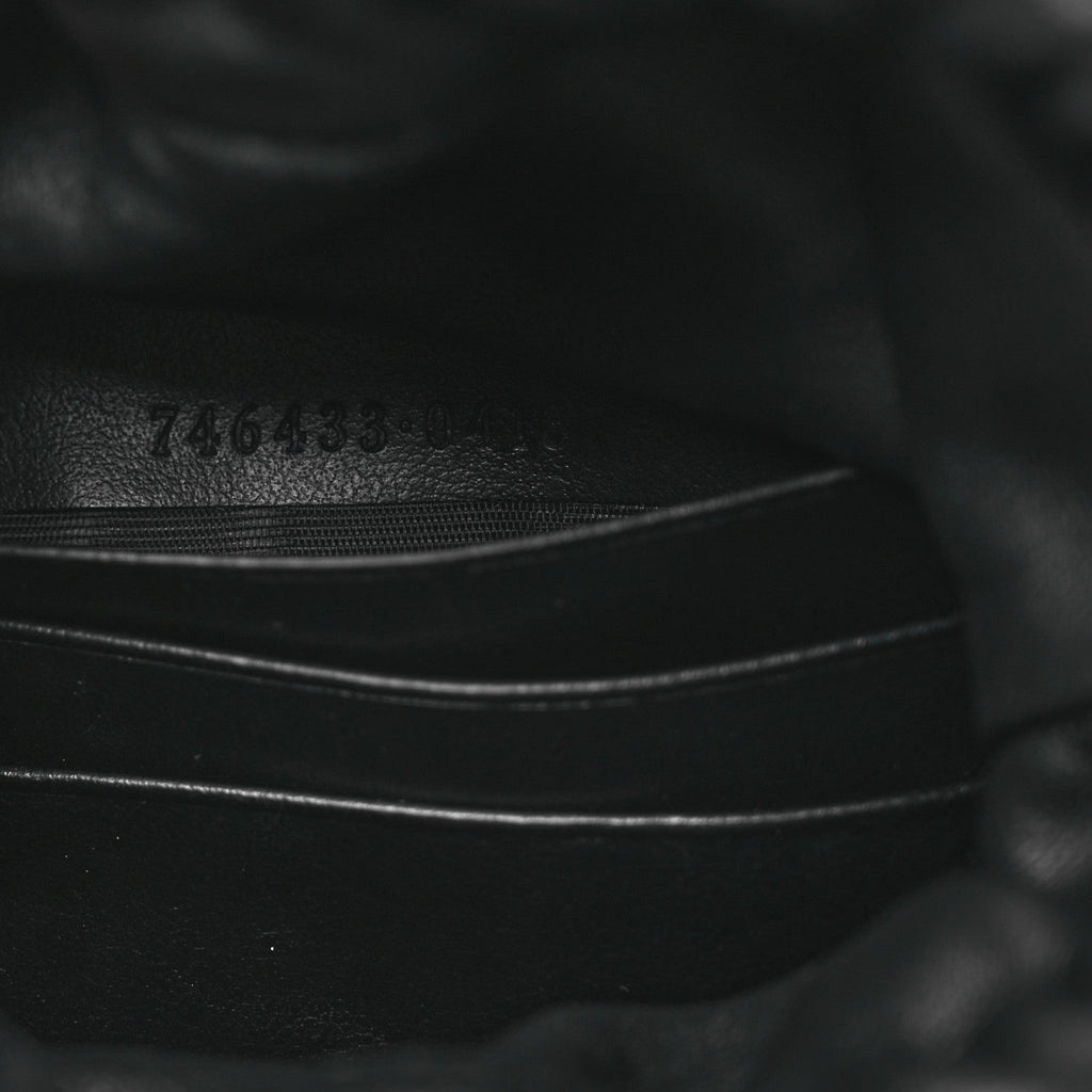 Calfskin Matelasse Front Pocket Mini GG Marmont Bucket Bag Black