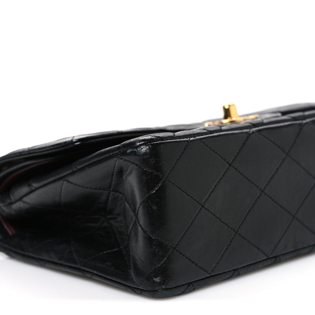 Lambskin Quilted Small Double Flap Black