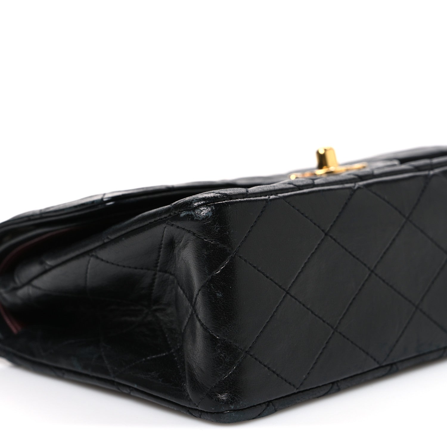 Lambskin Quilted Small Double Flap Black