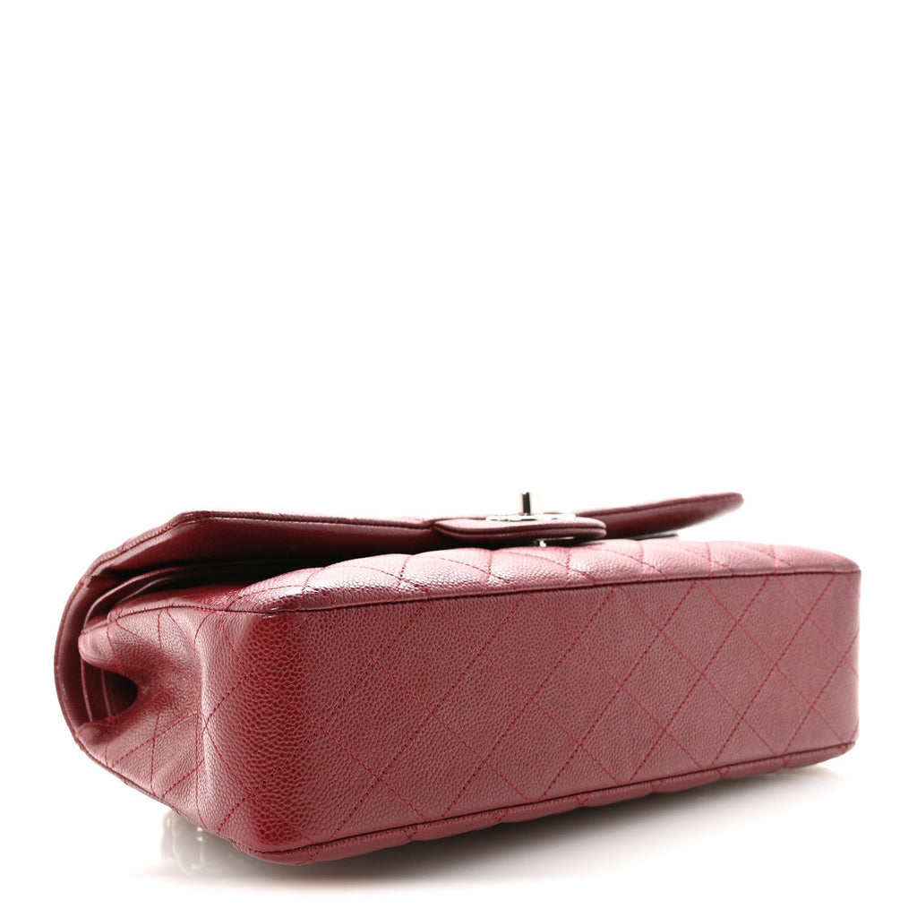 Caviar Quilted Medium Double Flap Burgundy