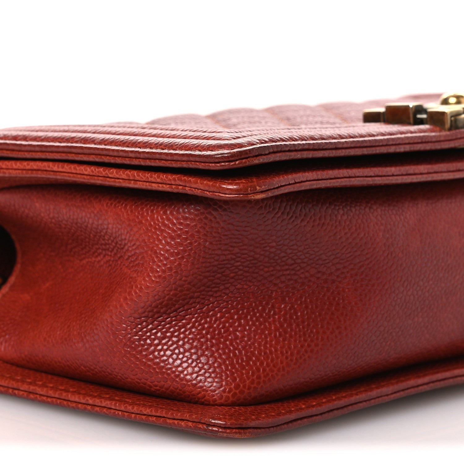 Caviar Quilted Medium Boy Flap Dark Red
