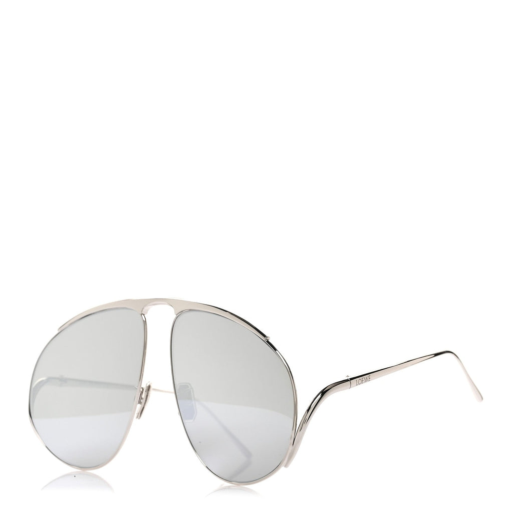 Metal Hillock Aviator Oversized Sunglasses LW40180U Silver