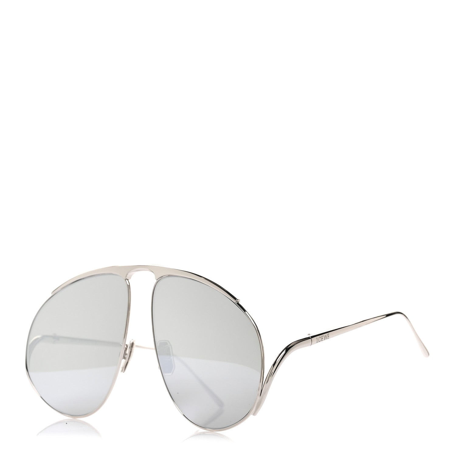 Metal Hillock Aviator Oversized Sunglasses LW40180U Silver